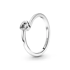 PANDORA - Anillo Corazón Solitario Inclinado Plata Esterlina