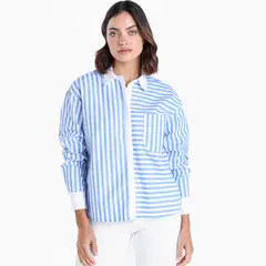 BASEMENT - Camisa Mujer de Rayas Manga larga de Algodón