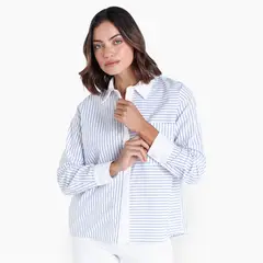 BASEMENT - Camisa Mujer de Rayas Manga larga de Algodón