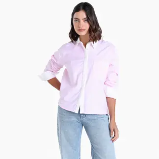 BASEMENT - Camisa Mujer de Rayas Manga larga de Algodón