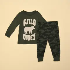 BABY FRESH - Pijama para Bebé niño 2 piezas Cintura elásticada Manga larga de Algodón