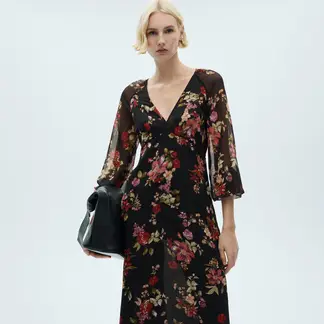 MANGO - Vestido Mujer Medio Flores