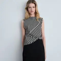 MANGO - Blusa Mujer de Rayas Sin mangas