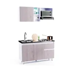 BERTOLINI - Cocina Integral Moderna Rosy en MDP 150 cm Color Ceniza (No Incluye Mesón) - Mueble