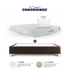 COMODISIMOS - Colchón con Base Cama Sencillo Firmeza Media Ortopédico Resortado Línea Access 100 x 190 cm + Almohada