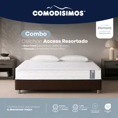 COMODISIMOS - Combo Colchón Access Resortado 160x190 + Somier dividido Café