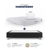 COMODISIMOS - Colchón con Base Cama Queen Firmeza Media Ortopédico Resortado Línea Access 160 x 190 cm + 2 Almohadas