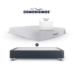 COMODISIMOS - Colchón con Base Cama Sencillo Firmeza Media Ortopédico Resortado con Pillow Línea Access 100 x 190 cm + Almohada