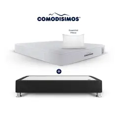 COMODISIMOS - Colchón con Base Cama Sencillo Firmeza Media Ortopédico Resortado con Pillow Línea Access 100 x 190 cm + Almohada