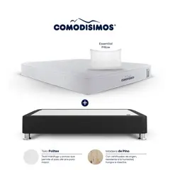 COMODISIMOS - Colchón con Base Cama Doble Firmeza Media Ortopédico Resortado con Pillow Línea Access 140 x 190 cm + 2 Almohadas