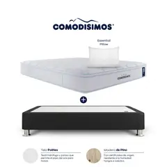 COMODISIMOS - Colchón con Base Cama Sencillo Firmeza Media Ortopédico Resortado con Pillow Atlántico 100 x 190 cm + Almohada