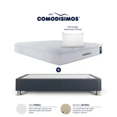COMODISIMOS - Colchón con Base Cama King Firmeza Media Ortopédico Resortado con Pillow Atlántico 200 x 200 cm + 2 Almohadas