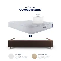COMODISIMOS - Colchón con Base Cama Semidoble Firmeza Media Ortopédico Resortado con Pillow Atlántico 160 x 190 cm + 2 Almohadas