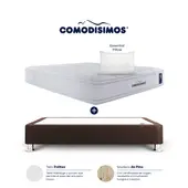 COMODISIMOS - Colchón con Base Cama King Firmeza Media Ortopédico Resortado con Pillow Atlántico 200 x 200 cm + 2 Almohadas