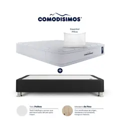 COMODISIMOS - Colchón con Base Cama King Firmeza Media Ortopédico Resortado con Pillow Atlántico 200 x 200 cm + 2 Almohadas
