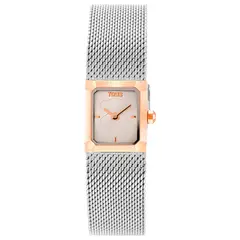TOUS - Reloj analógico con brazalete de malla milanesa de acero plateado y rosa Mini Mesh