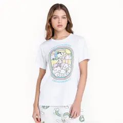 SYBILLA - Pijama completa Snoopy con pantalón Largo para Mujer Manga corta de Algodón