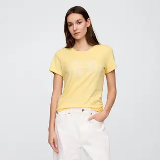 GAP - Camiseta Mujer con Estampado Manga corta de Algodón
