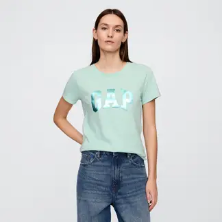 GAP - Camiseta Mujer con Estampado Manga corta de Algodón
