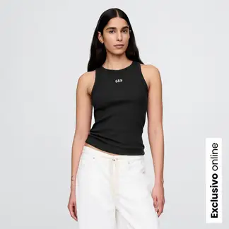 GAP - Top esqueleto Mujer con Logo Sin mangas de Algodón