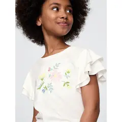 GAP - Camiseta Niña Con Flores Manga corta Algodón