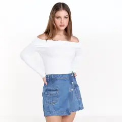 DENIMLAB - Falda short Mini Mujer de Algodón