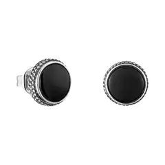 TOUS - Aretes de plata envejecida y ónix Man