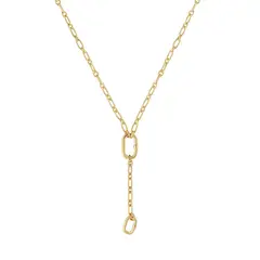 TOUS - Collar mediano con baño de oro 18 kt sobre plata con detalle dije y anilla Hold Oval