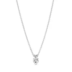 PANDORA - Collar Doble Corazón Reluciente Plata Esterlina