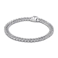 PANDORA - Brazalete Cadena Cubana en Pavé Plata Esterlina