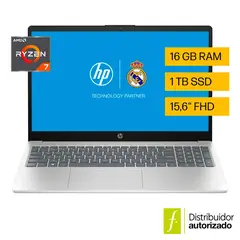 HP - Portátil 15-fc0031la | Amd Ryzen 7 | 16GB RAM | 1TB SSD Almacenamiento | Windows 11 Home | 15.6 pulgadas | Computador Portátil