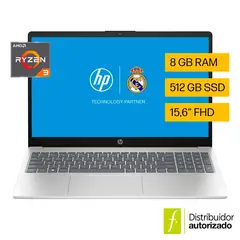 HP - Portátil 15-fc0043la | Amd Ryzen 3 | 8GB RAM | 512GB SSD Almacenamiento | Windows 11 Home | 15.6 Pulgadas | Computador Portátil