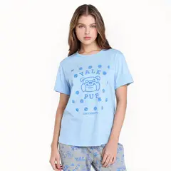 SYBILLA - Conjunto de pijama con pantalón Mujer Largo Manga corta de Algodón