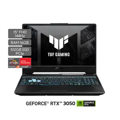 ASUS - Portátil TUF Gaming A15 | GeForce RTX 3050 | AMD Ryzen 5 | 16GB de RAM | 512GB SSD de almacenamiento | Windows 11 | 15.6 Pulgadas | FA506NC-HN001W | Computador portátil Gamer