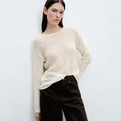 MANGO - Saco Mujer Tejido de Algodón