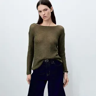 MANGO - Saco Mujer Tejido de Algodón