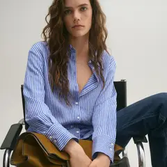 MANGO - Camisa Mujer de Rayas Manga larga