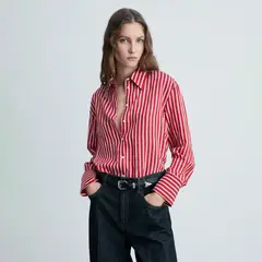 MANGO - Camisa Mujer de Rayas Manga larga