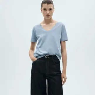 MANGO - Camiseta Mujer Manga corta de Algodón