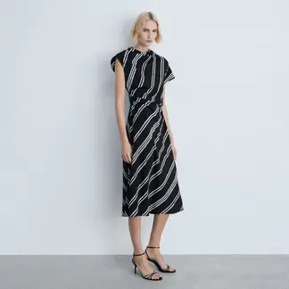 MANGO - Vestido Mujer Medio de Rayas