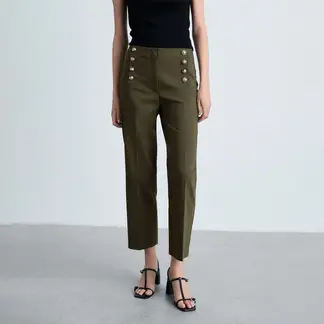 MANGO - Pantalón Recto Mujer Tiro medio