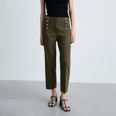 MANGO - Pantalón Recto Mujer Tiro medio