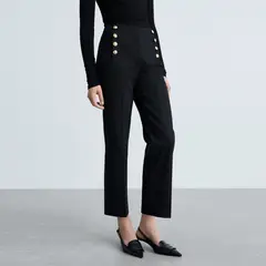 MANGO - Pantalón Recto Mujer Tiro medio