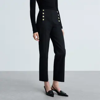 MANGO - Pantalón Recto Mujer Tiro medio