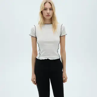 MANGO - Camiseta Mujer Manga corta de Algodón
