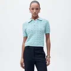 MANGO - Saco Mujer Tejido de Algodón