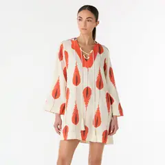 PALMACEA SWIMWEAR - Salida de baño Cere Fara corta con manga campana y cordón en zigzag