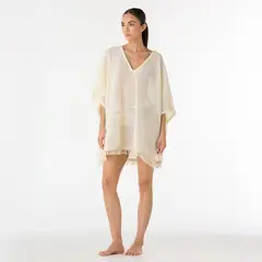 PALMACEA SWIMWEAR - Salida de baño Sasa Tofu con flecos en contorno inferior