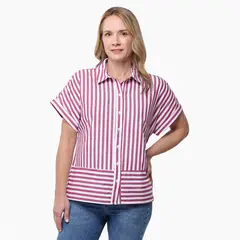 NEWPORT - Camisa Mujer de Rayas Manga corta de Algodón