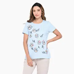 NEWPORT - Camiseta Mujer con Estampado Manga corta de Algodón